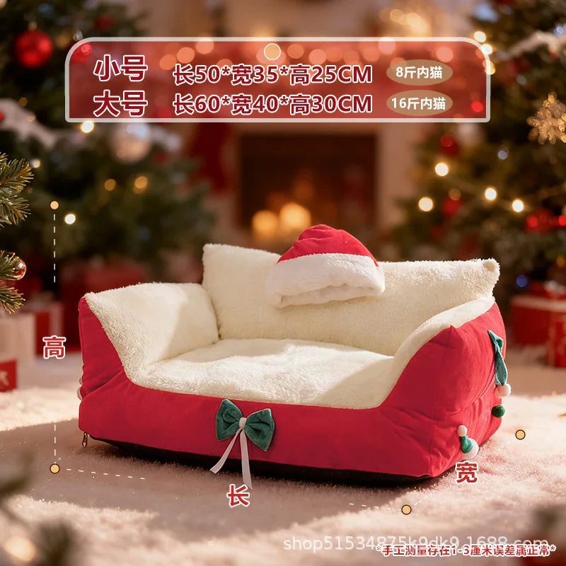 Plush Christmas Cat/Dog Cozy Sofa Bed