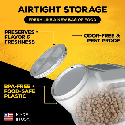Airtight Food Storage Container, 50lb Capacity, Lockable, Waterproof, Sealed Pests Protection
