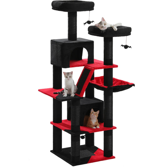 Indoor Multi-Level Plush Cat Condo with Scratching Posts Perches Caves