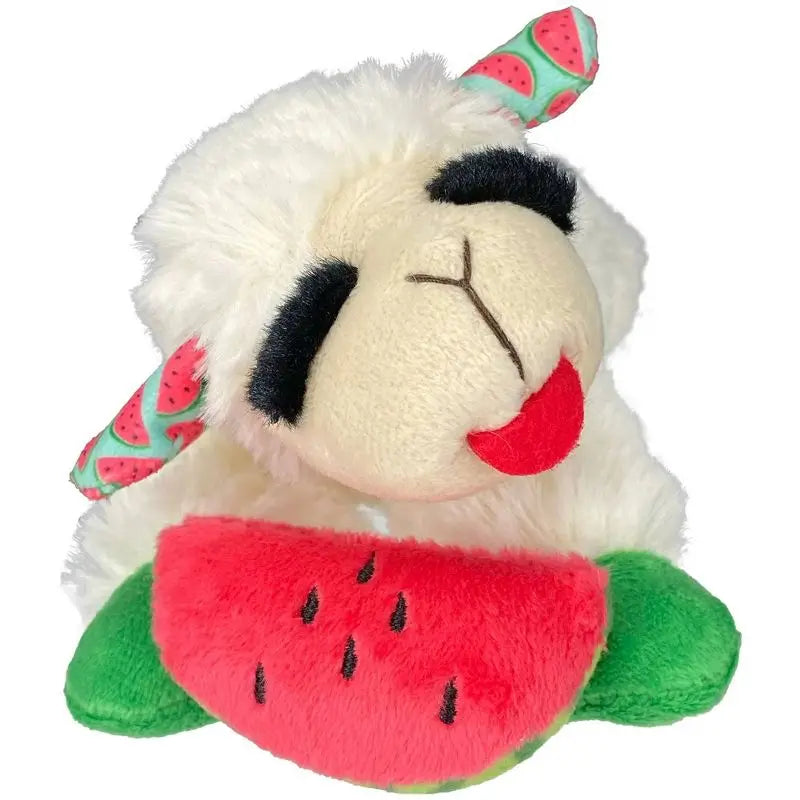 Lamb Chop Plush Dog Toy with Watermelon Squeaky Soft Chew Toy