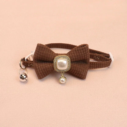 Durable and Adjustable Pet Bow Ties, Dog/Cat Collars, Pearl Vintage Pendant Bows, Cute Accessories