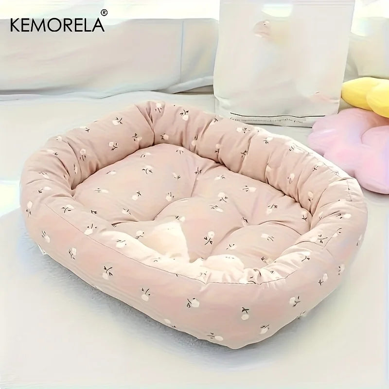 Floral Pet Sofa Bed High Elasticity Thickened Comfort for Small Medium Large Dogs Cats 3 Sizes Durable Indoor Outdoor