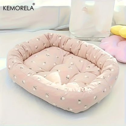 Floral Pet Sofa Bed High Elasticity Thickened Comfort for Small Medium Large Dogs Cats 3 Sizes Durable Indoor Outdoor