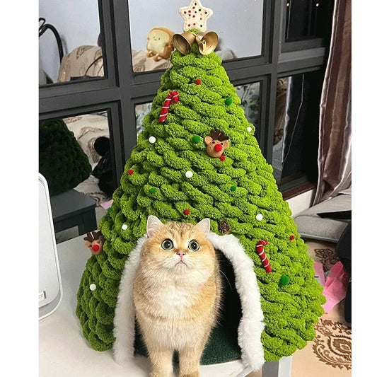 Christmas Tree Cat Bed/Homemade Puppy Nest for Warmth
