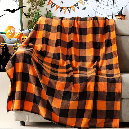 Halloween Plaid Blanket, Bed Blanket Office Throw Blanket,