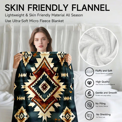 Geometric pattern, Navy Blue Flannel Blanket, soft, all-season use