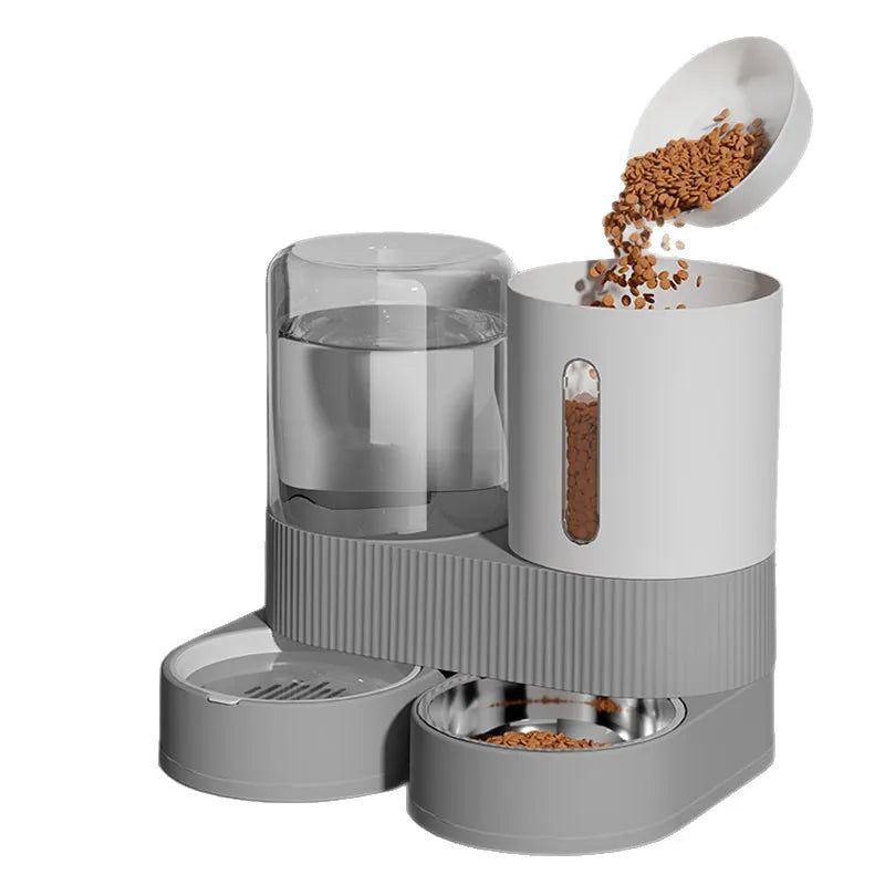 Automatic Pet Feeder and Waterer, Large Capacity Dry /Wet Food Separate Dispenser