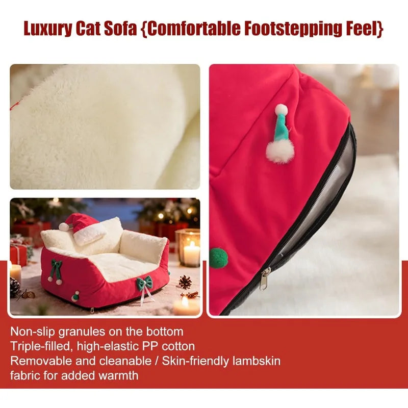 Plush Christmas Cat/Dog Cozy Sofa Bed