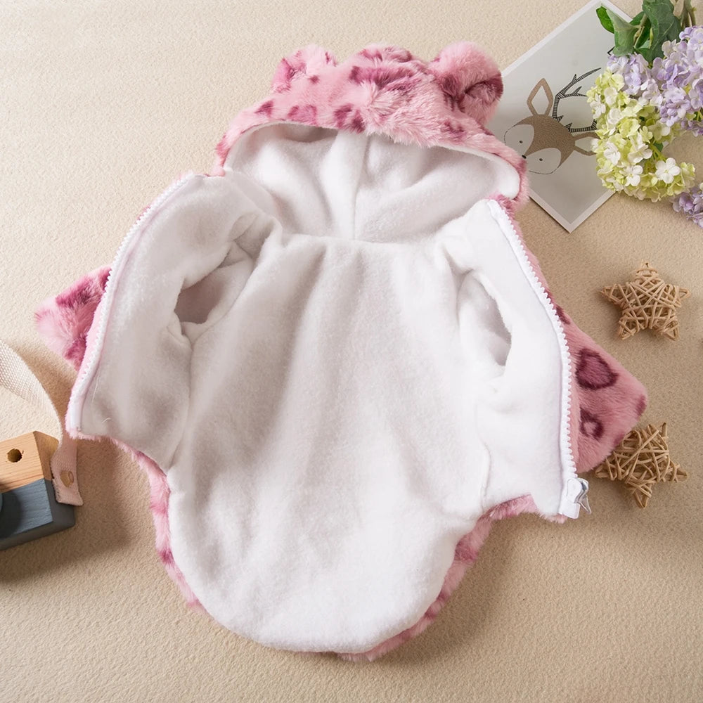 Fleece Dog Hoodie Winter Warm Pet Dog Clothes Leopard Print Dog Coat Jacket French Bulldog Clothing for Small Dogs Pet Costumes