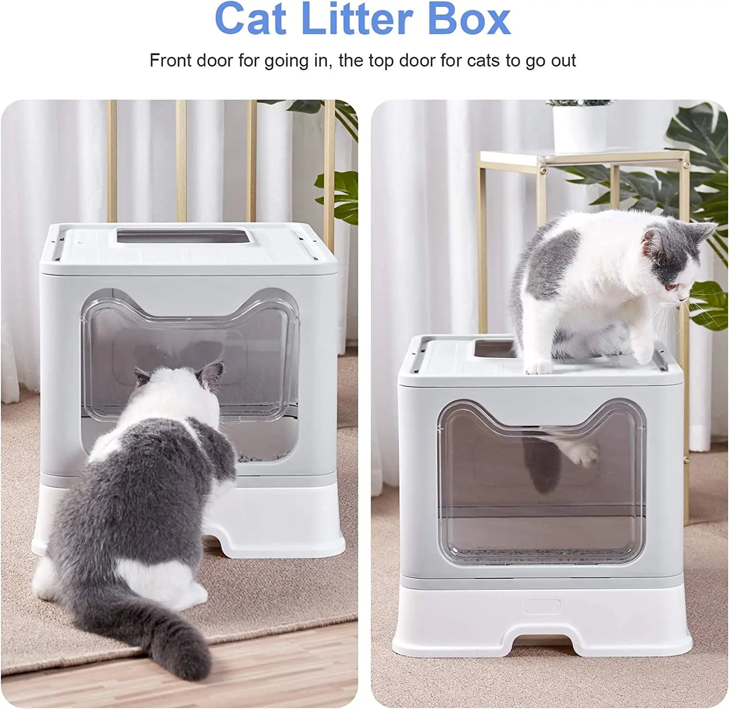 Front Entry Top Exit Cat Litter Box with Scoop and Drawer