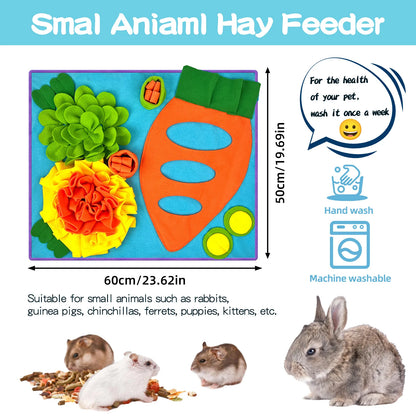 Small Pet Snuffle Mat, Rabbit Foraging Mat, Hamster Scent Training Blanket,