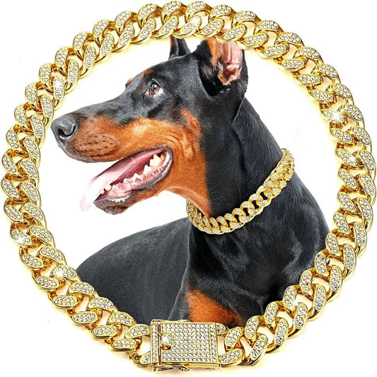 Luxury Gold Metal Dog Chain Collar For Small Medium Large Dogs/Cats