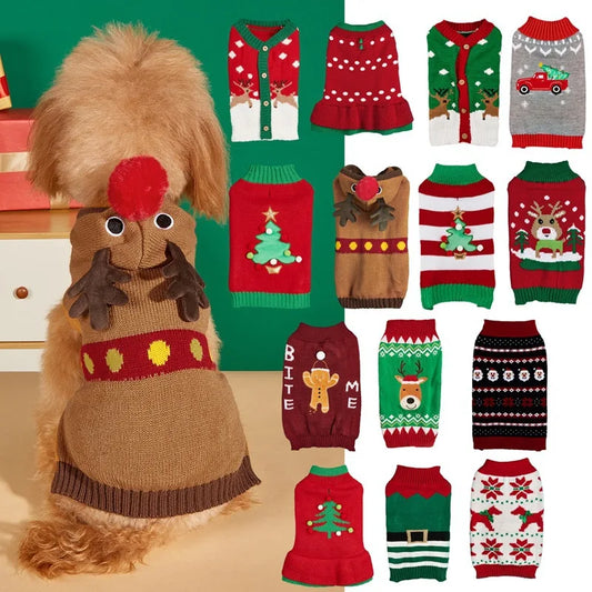 Christmas Pet Sweater for Dogs Cats, Gingerbread Man, Snowflake, Antler Hoodie