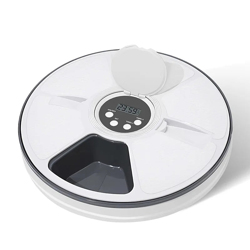 Automatic Pet Feeder, Round Timing Feeder, 6 Meals 6 Grids
