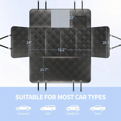 Dog Car Seat Cover, Hard Bottom Back Seat Extender, Holds 400lbs,