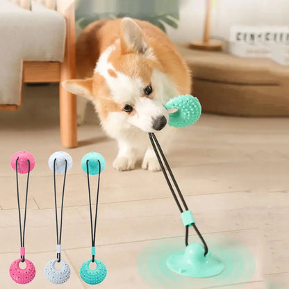 Interactive Suction Cup Dog Chew Toy, Rope, Tug War Ball, Teeth Cleaning and Food Dispensing