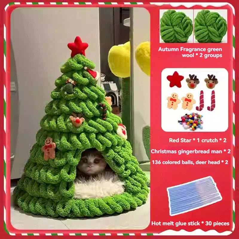 Christmas Tree Cat Bed/Homemade Puppy Nest for Warmth
