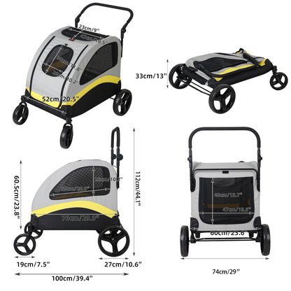 Premium Dog Stroller, Foldable Cart, Pet Jogger Wagon