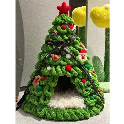 Christmas Tree Cat Bed/Homemade Puppy Nest for Warmth
