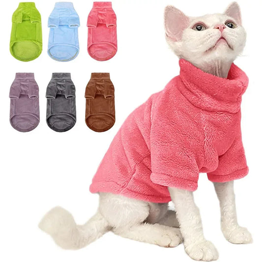 Sphynx Cat Sweater, Turtleneck Warm Winter Hairless Cat Clothes