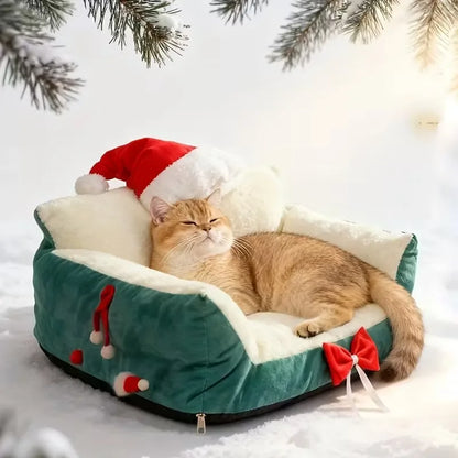 Plush Christmas Cat/Dog Cozy Sofa Bed