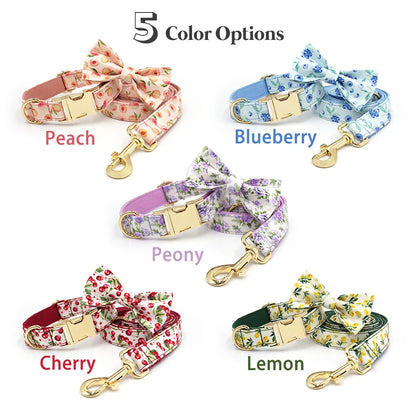 Custom Name Engraved Peony Floral Collars for Dogs & Cats