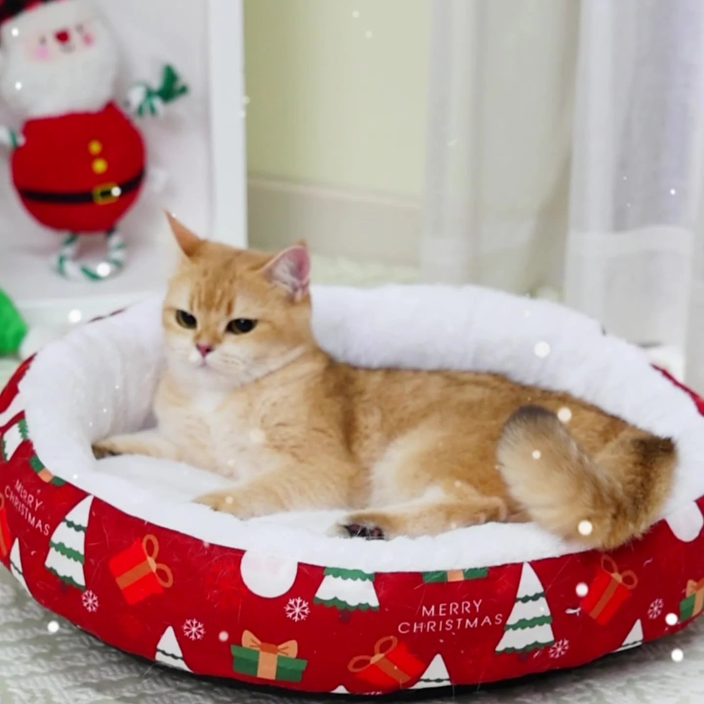 Soft Round Christmas Fleece Sleeping Bed