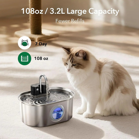 3.2L Stainless Steel Wireless Water Fountain Motion Sensor Silent