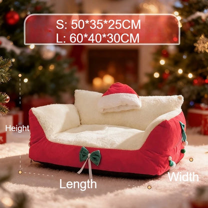 Plush Christmas Cat/Dog Cozy Sofa Bed