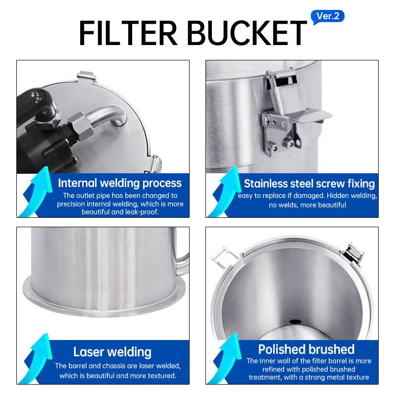Aqua Intelligent Control, Stainless Steel Filter Bucket With Water Pump