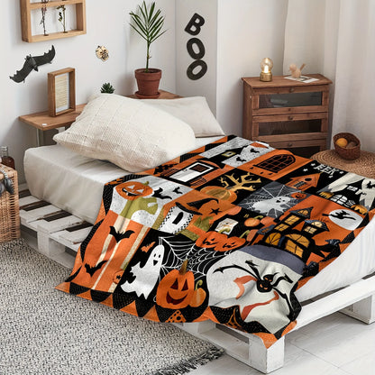 Flannel Halloween Throw Blanket Seasonal Autumn Theme