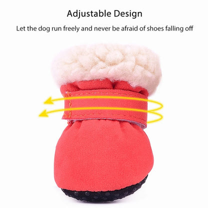 4Pcs Dog Snow Boots Autumn & Winter Small/Medium Dog/Cats S-XL Non-Slip Soles