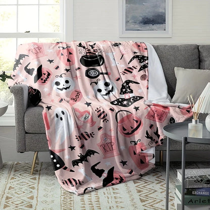 Halloween Pumpkin Theme Flannel Throw Blanket - Ultra-Soft,