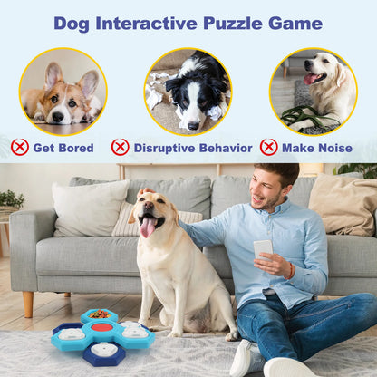 Dog Slow Feeder Bowl Interactive Puzzle Toy with Multi-Layer Spinning Design