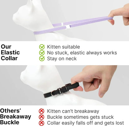 Safety Stretch Elastic Collars - Light Weight Small Large Cat,Puppy