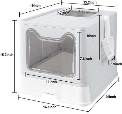 Front Entry Top Exit Cat Litter Box with Scoop and Drawer