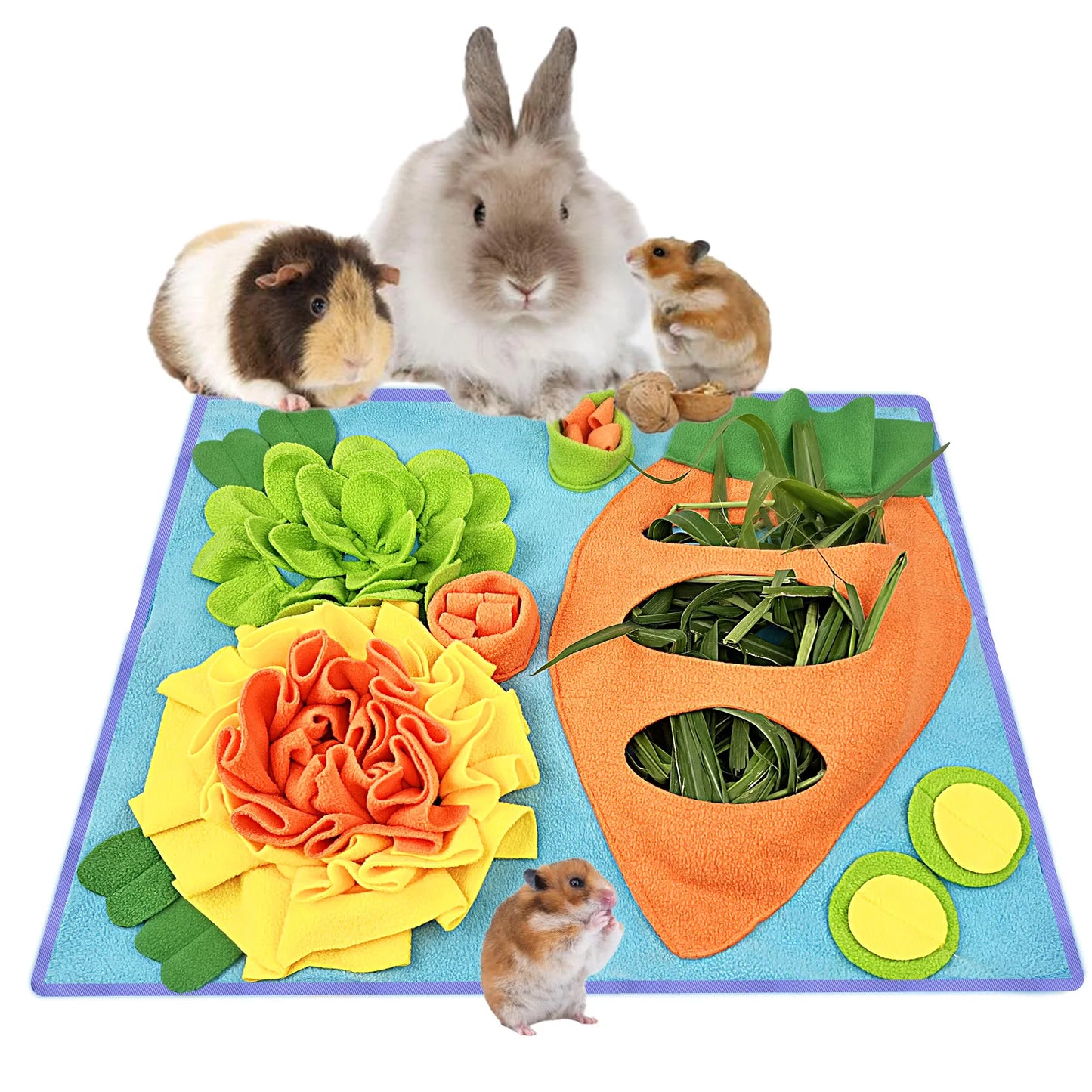 Small Pet Snuffle Mat, Rabbit Foraging Mat, Hamster Scent Training Blanket,