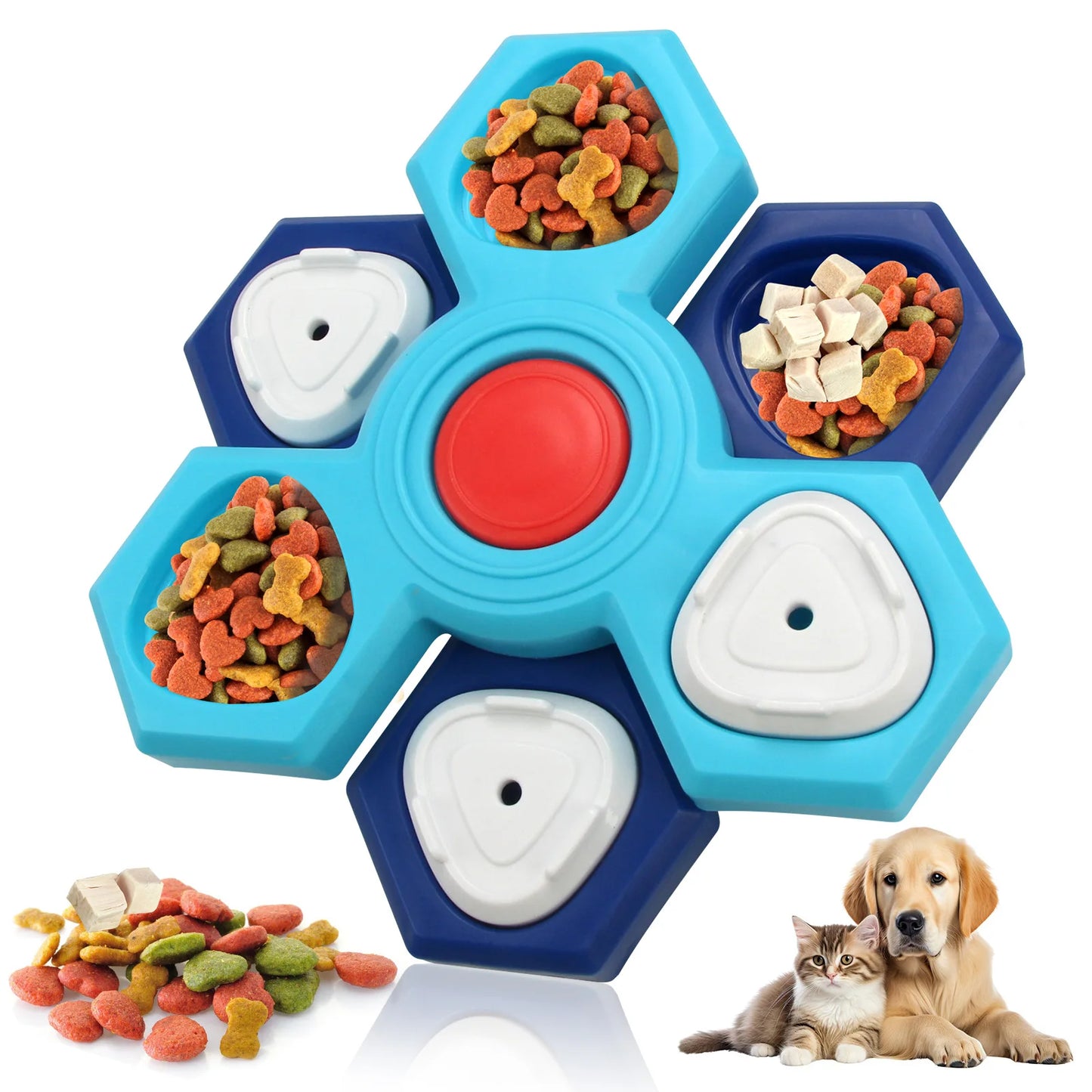 Dog Slow Feeder Bowl Interactive Puzzle Toy with Multi-Layer Spinning Design
