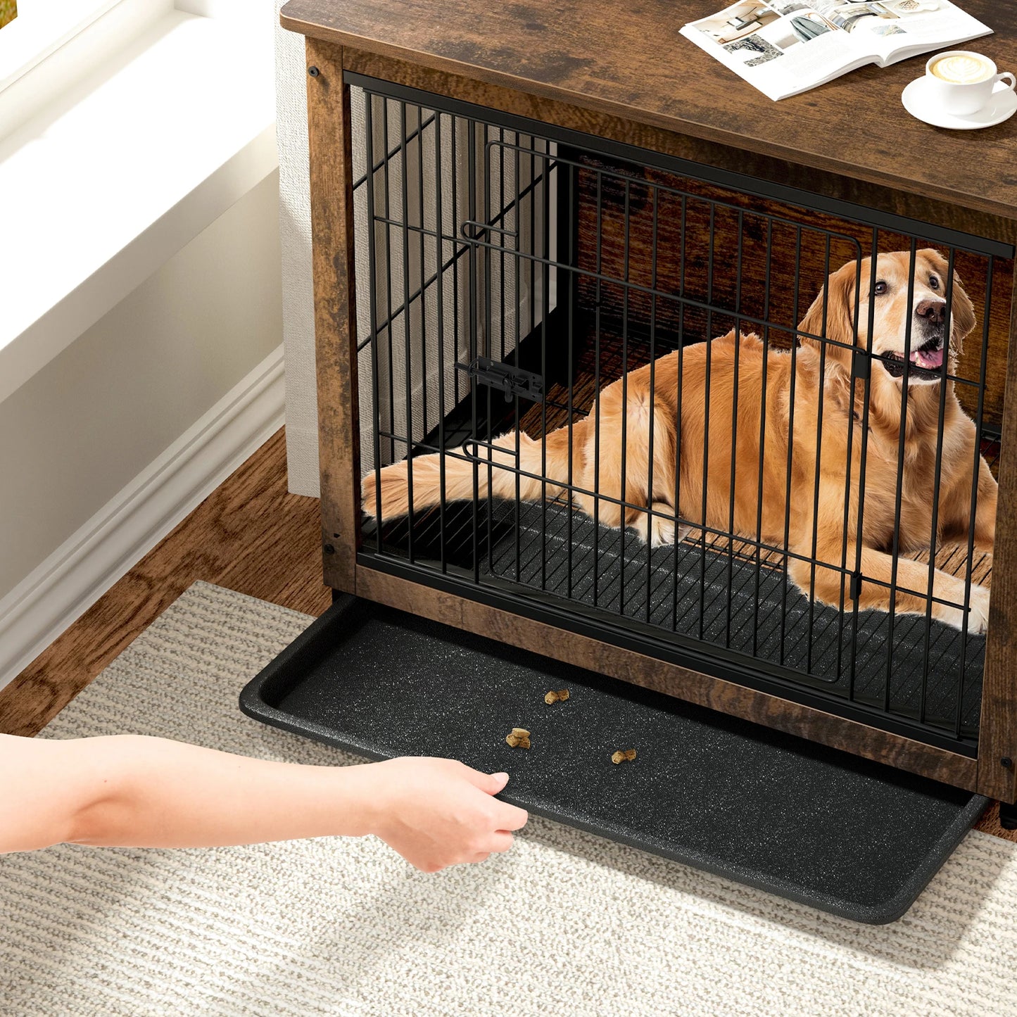 Spacious Pet Kennel End Table