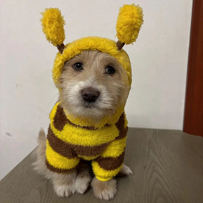 Cute Bee Shaped Dog Sweater Hoodies Warm Fleece