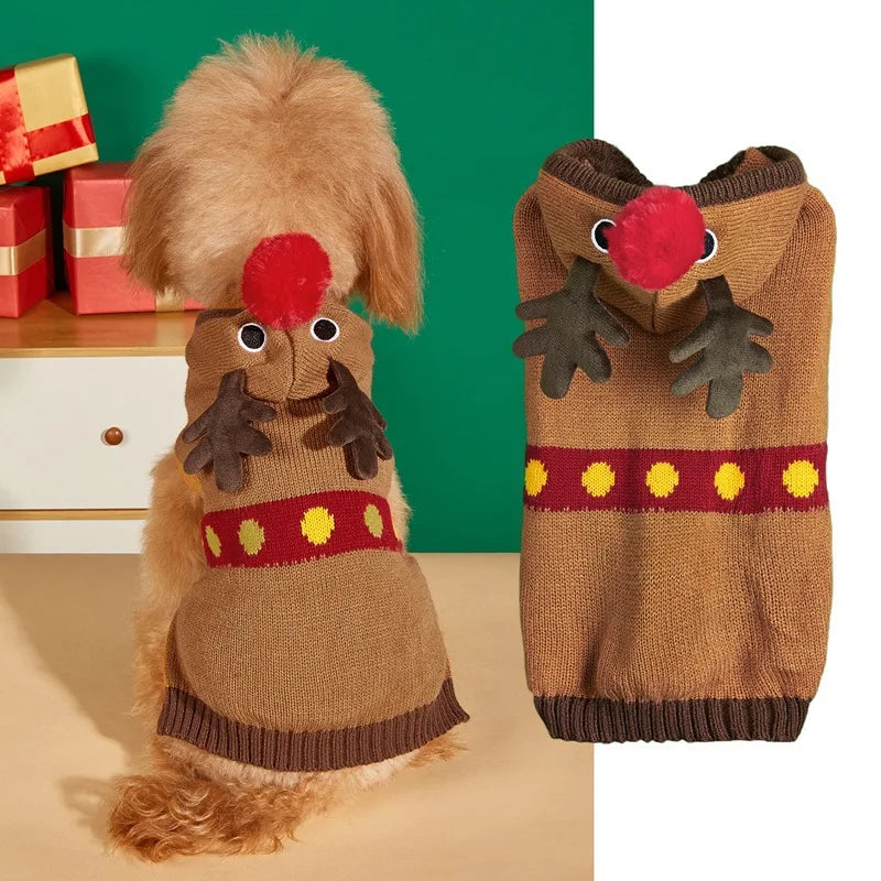 Christmas Pet Sweater for Dogs Cats, Gingerbread Man, Snowflake, Antler Hoodie