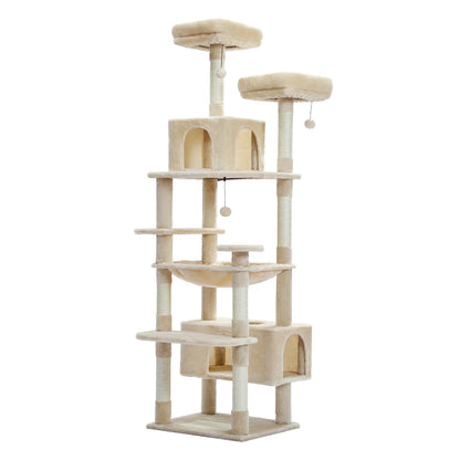 Indoor Multi-Level Plush Cat Condo with Scratching Posts Perches Caves