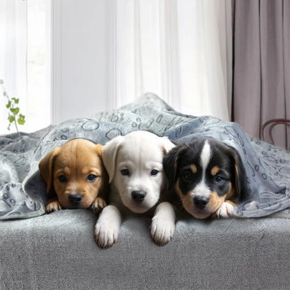 Ultra-Soft Paw Print Dog Blankets - Machine Washable