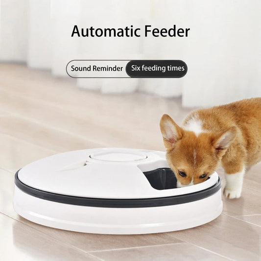 Automatic Pet Feeder, Round Timing Feeder, 6 Meals 6 Grids