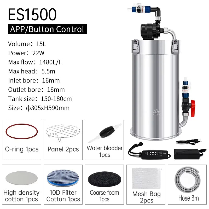 Aqua Intelligent Control, Stainless Steel Filter Bucket With Water Pump