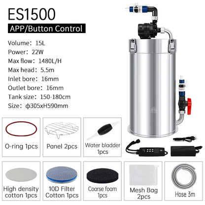 Aqua Intelligent Control, Stainless Steel Filter Bucket With Water Pump