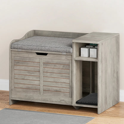 Wood Litter Box Enclosure Crate with Cat Scratch Pad